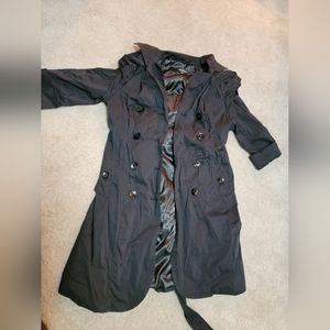 Bebe 3/4 sleeve black rain trench coat, size L